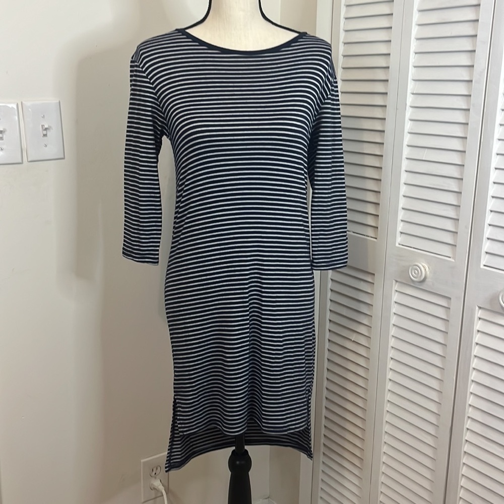 Francesca’s Miami Blue and White Striped Midi Dress.  Size Small
